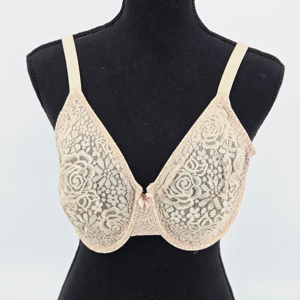 Wacoal Halo Lace Full Coverage Underwire Unlined Seamless Basic Nude Bra 36DD